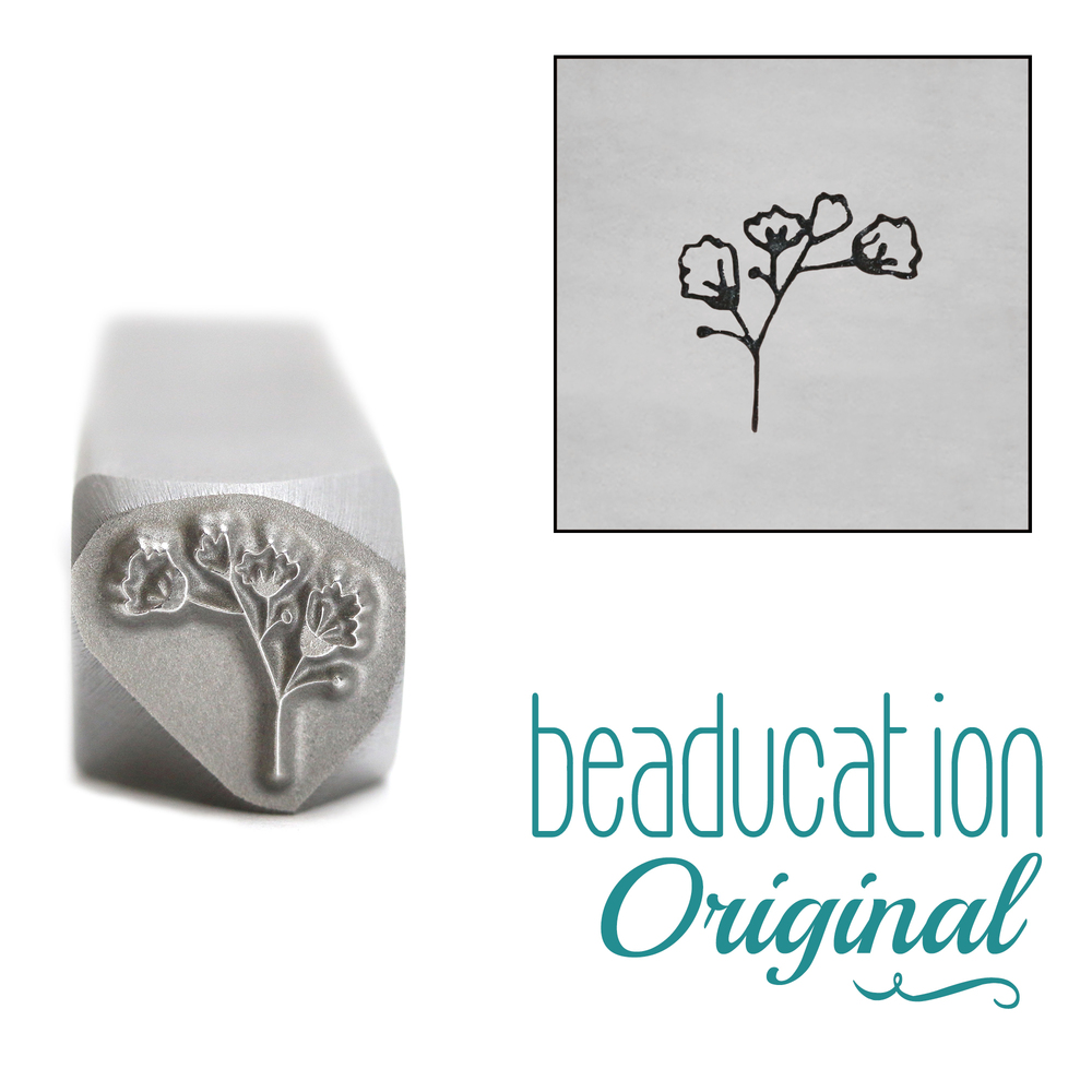 Metal Stamping Tools Baby's Breath 2 Flower Metal Design Stamp, 7mm - Beaducation Original